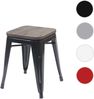 Hocker HWC-A73 inkl. Holz-Sitzfläche, Metallhocker Sitzhocker, Metall Industriedesign stapelbar ~ schwarz Bild 5