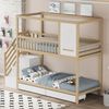 Kinder-Etagenbett 90x200 Massivholz Weiß & Holz Sicherheitsleiter Schubladen Stauraum Bild 3