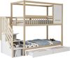 Kinder-Etagenbett 90x200 Massivholz Weiß & Holz Sicherheitsleiter Schubladen Stauraum Bild 5