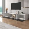 TV-Schrank 180 cm Schwarz Weiß Hochglanz mit LED Beleuchtung 16 Farben 4 Modi, Lowboard mit geriffelter Tür Bild 2