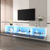 TV-Schrank 180 cm Schwarz Weiß Hochglanz mit LED Beleuchtung 16 Farben 4 Modi, Lowboard mit geriffelter Tür Bild 3