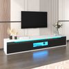 TV-Schrank 180 cm Schwarz Weiß Hochglanz mit LED Beleuchtung 16 Farben 4 Modi, Lowboard mit geriffelter Tür Bild 5