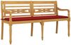vidaXL Batavia-Bank mit Rotem Kissen 150 cm Massivholz Teak 3100832 Bild 3