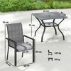 5-teiliges Gartenmöbelset aus Stahl mit 4 stapelbaren Stühlen und Tisch mit Mittelloch und Ablagefläche unten, Grau Bild 5