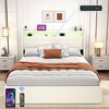 oyajia Polsterbett Stauraumbett Doppelbett LED, PU-Kunstleder (Type-C + USB, Hydraulisch hebbarer Stauraum), Modernes Jugendbett, Leises Design Bett, Max. Belastbarkeit 365 kg Bild 3