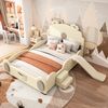 Kinderbett 140x200 cm mit Rutsche und Leiter – Bärenform aus PU und MDF in Beige Bild 3