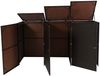 3er-Mülltonnenverkleidung HWC-E25, Mülltonnenbox Mülltonnenabdeckung, Poly-Rattan 3x120l ~ braun Bild 3