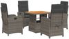 vidaXL 5-tlg. Garten-Essgruppe mit Kissen Grau Poly Rattan 3277338 Bild 2