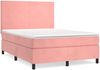 vidaXL Boxspringbett mit Matratze Rosa 140x200 cm Samt 3142910 Bild 2