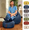 Green Bean® Sitzsack-Hocker 45x25cm mit EPS-Perlen Füllung - Sitz-Pouf für Sitzsäcke - Sitzhocker für Kinder und Erwachsene - Dunkelblau Bild 2
