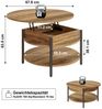 FABATO Couchtisch Höhenverstellbarer Runder Kaffeetisch mit verstecktem Ablagefach, 2-facher kleiner runder Beistelltisch, Sofatisch Bild 2