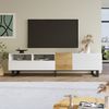 TV-Schrank 180 x 50 x 38 cm in Weiß- und Holzoptik – moderner Stauraum mit 2 Schubladen Bild 5