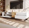 TV-Schrank 180 x 50 x 38 cm in Weiß- und Holzoptik – moderner Stauraum mit 2 Schubladen Bild 2
