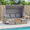 vidaXL Outdoor-Sofa 3-Sitzer mit Dach und Hockern Grau Poly Rattan 365454 Bild 3
