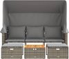 vidaXL Outdoor-Sofa 3-Sitzer mit Dach und Hockern Grau Poly Rattan 365454 Bild 4