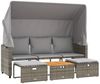 vidaXL Outdoor-Sofa 3-Sitzer mit Dach und Hockern Grau Poly Rattan 365454 Bild 2