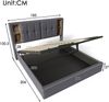 Doppelbett mit Kabellosem Laden USB C, Polsterbett Bettgestell 180x200 cm,Bettgestell mit Stauraum Lattenrost aus Holz-Grau Baumwolle (Ohne Matratze) Bild 2