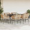 vidaXL 7-tlg. Garten-Essgruppe mit Kissen Braun Poly Rattan Glas 3334524 Bild 3