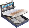 MSMASK Polsterbett mit LED-Beleuchtung und integrierter Ladestation, Stauraum-Kopfteil (Ohne Matratze), Jugendbett mit hydraulischem Stauraum, 90x200 cm Bild 3