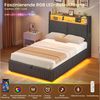MSMASK Polsterbett mit LED-Beleuchtung und integrierter Ladestation, Stauraum-Kopfteil (Ohne Matratze), Jugendbett mit hydraulischem Stauraum, 90x200 cm Bild 4