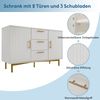 Merax Kommode mit 2 Türen und 3 Schubladen, Weiß Türkommoden mit Schubkasten, Verstellbare Ablage, für Wohnzimmer Schlafzimmer, Weiß-H75/B120/T40 cm Bild 4