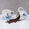 Levandeo® Becher, 2er Set Tassen Anker Möwe 350ml Steingut Kaffeetasse Becher Blau Bild 3