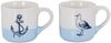 Levandeo® Becher, 2er Set Tassen Anker Möwe 350ml Steingut Kaffeetasse Becher Blau Bild 2