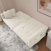Flieks Schlafsofa mit Bettfunktion, 2-Sitzer Sofa, verstellbare Rückenlehne, goldene Beine, 2 Kissen & Seitentaschen, Teddy Stoff, Weiß Bild 4
