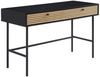 Schreibtisch 120 x 40 cm MDF Schwarz Eichenholzfront geriffelt mit 2 Schubladen Bild 2