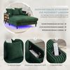 LVHOM Schlafsofa mit LED & USB, Chaiselongue mit Becherhalter & Stauraum, großes Einzelsofa bis 300kg belastbar, inkl. 3 Kissen, 129x170cm, Grün Bild 3