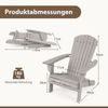 Adirondack Stuhl klappbar Adirondack Chair aus Holz Gartensessel mit hoher Rückenlehne Grau Bild 2