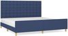 Doppelbett mit Kopfteil Stoff Blau 200x200 cm Bild 2