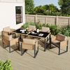 Merax Garten-Essgruppe für 6 Personen, Polyrattan-Esstisch- und Stuhlset, Gartenmöbel, abnehmbare und waschbare Stoffbezüge Bild 3