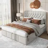Stauraumbett Doppelbett mit Lattenrost und Bettkasten, 140x200 cm, gepolsterter Kopfteil, Leinen Bild 3