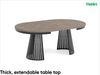 MEBLINI Esstisch Rund Ausziehbar aus Metall - 120-196x76 cm - CONEY - Cremona Cannolo Eiche/Schwarz Matt - Loft - Esszimmertisch Modern - Küchentisch - Ausziehtisch - Round Dining Table Bild 2