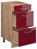 Vicco Küchenschrank Küchenzeile R-Line, Bordeaux Hochglanz, Schubladenunterschrank 40 cm, ohne AP Bild 3