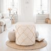 Sitzhocker mit Stauraum rund 40x40x45 cm Baumwolle Creme Boho Design abnehmbarer Deckel Bild 2