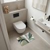 OnlyWow WC-Vorleger Natur - Abstrakt - Grün - Pinselstriche, Höhe 10 mm, Polyester, Rechteckig, WC Teppich, Toilettenvorleger, Toilettenteppich, Badematte 60x40 cm Bild 2