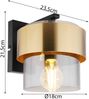 LED Wandleuchte mit Rauchglas Lampenschirm Messingring, Höhe 21,5cm Bild 4