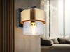 LED Wandleuchte mit Rauchglas Lampenschirm Messingring, Höhe 21,5cm Bild 5
