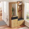 Garderobenset mit Spiegel, Schuhschrank & Bank, schwarz/holzfarben, 98,5x38x191 cm Bild 5