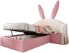 Jugendbett 90x200 cm Polsterbett Hydraulischer Stauraum, Bett mit Nachttisch & Hasenohren-Design, Samt, Beige & Rosa (Ohne Matratze) Bild 4