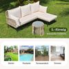 KLAM HOME Gartenlounge-Set aus Korbgeflecht mit Eisenrahmen und cremefarbenem Seil, (set, 1 Tisch 1 Ecksofa 1 Doppelsofa), L-förmiger Gesprächstisch Stuhl-Set für Schwimmbad Terrasse Outdoor Bild 4