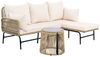KLAM HOME Gartenlounge-Set aus Korbgeflecht mit Eisenrahmen und cremefarbenem Seil, (set, 1 Tisch 1 Ecksofa 1 Doppelsofa), L-förmiger Gesprächstisch Stuhl-Set für Schwimmbad Terrasse Outdoor Bild 2
