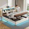 PXloue Polsterbett LED Doppelbett, Bettkasten, Ladefunktion, Samt, 140x200 cm Bild 2