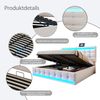 Merax Polsterbett Doppelbett 180x200cm mit 2 USB, Boxspringbett mit Stauraum und Lattenrost, mit Led, Funktionsbett, Leinen, Beige Bild 5