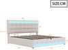 Merax Polsterbett Doppelbett 180x200cm mit 2 USB, Boxspringbett mit Stauraum und Lattenrost, mit Led, Funktionsbett, Leinen, Beige Bild 4