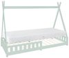 ML-DESIGN Spielbett Hausbett Tipi Zeltbett inkl. Lattenrost Bodenbett Kinder Himmelbett, Abenteuerbett mit Rausfallschutz Zelt Bett Kiefer Mint Kinderhaus Bild 4