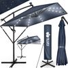 tillvex® Alu Sonnenschirm Rechteckig Ø 330 cm mit LED Solar Navy-Blau + Abdeckung mit Kurbel | Ampelschirm mit Ständer & Windschutz | Gartenschirm UV-Schutz, wasserdicht, 360° drehbar | Kurbelschirm Marktschirm Bild 2