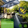 tillvex® Alu Sonnenschirm Rechteckig Ø 330 cm mit LED Solar Navy-Blau + Abdeckung mit Kurbel | Ampelschirm mit Ständer & Windschutz | Gartenschirm UV-Schutz, wasserdicht, 360° drehbar | Kurbelschirm Marktschirm Bild 3